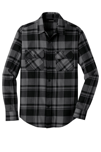 Port Authority Plaid Flannel Shirt. W668 Grey/ Black