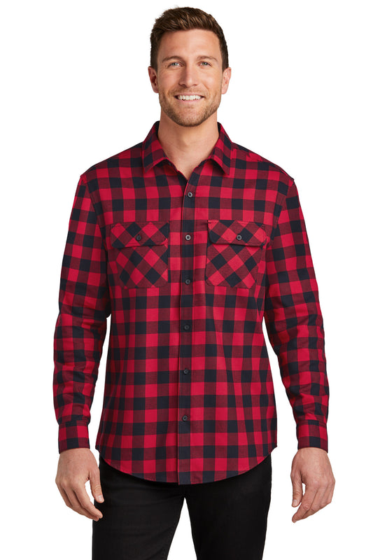 Port Authority Plaid Flannel Shirt. W668 Red/ Black Buffalo Check