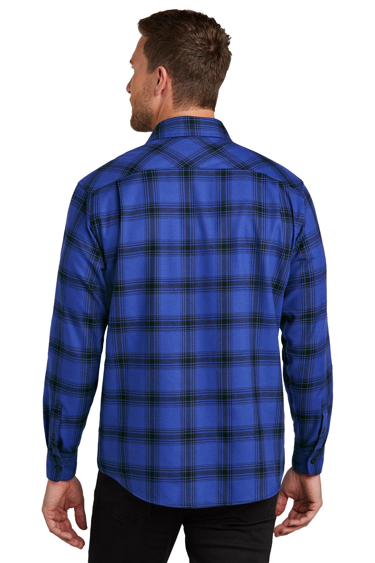 Port Authority Plaid Flannel Shirt. W668 Royal/ Black Open Plaid