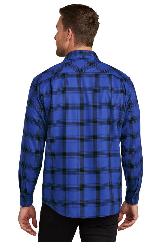Port Authority Plaid Flannel Shirt. W668 Royal/ Black Open Plaid