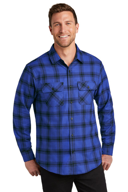 Port Authority Plaid Flannel Shirt. W668 Royal/ Black Open Plaid
