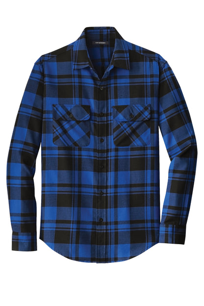 Port Authority Plaid Flannel Shirt. W668 Royal/ Black
