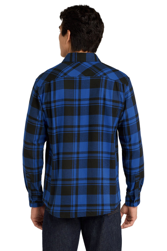 Port Authority Plaid Flannel Shirt. W668 Royal/ Black