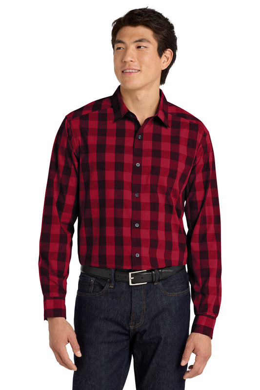 Port Authority  Everyday Plaid Shirt. W670 Rich Red