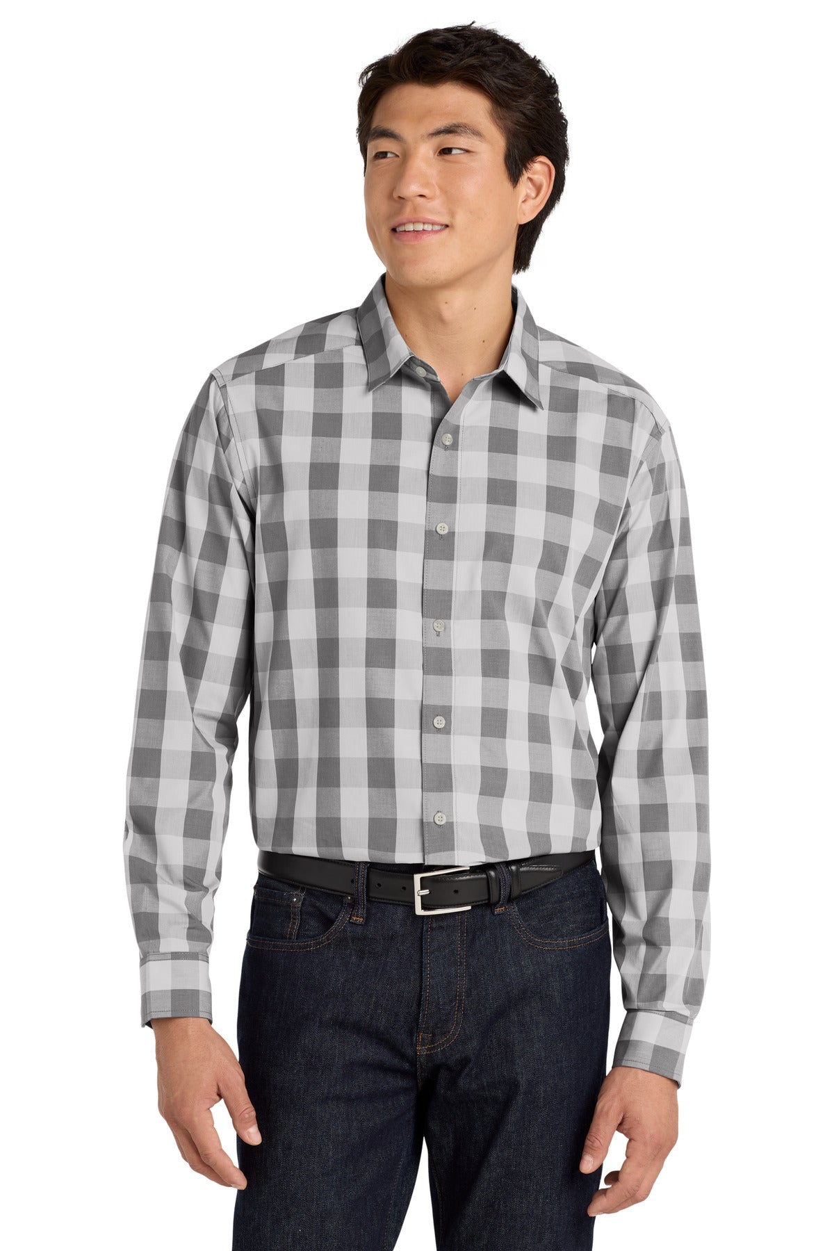 Port Authority  Everyday Plaid Shirt. W670 Shadow Grey