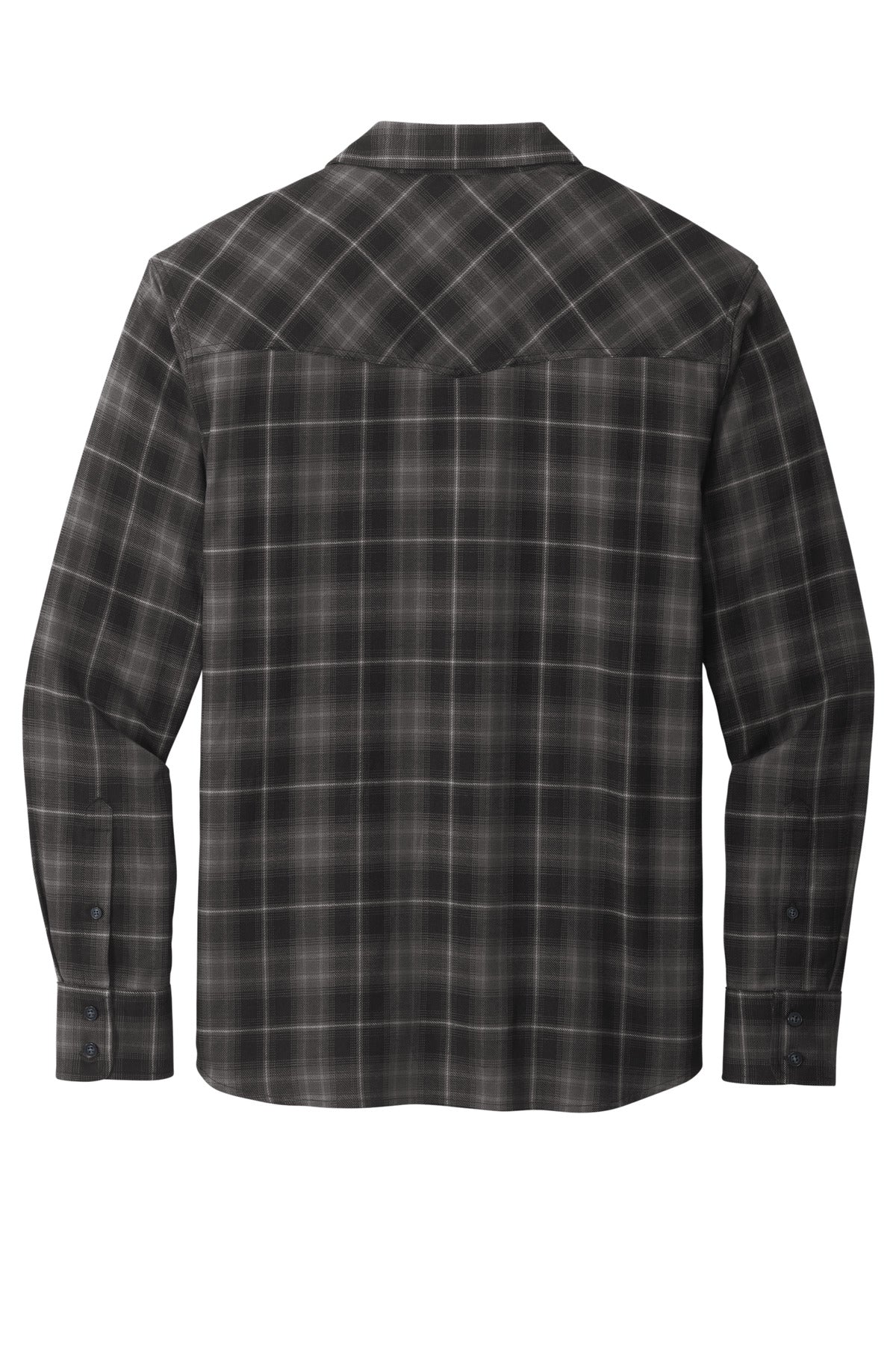 Port Authority Long Sleeve Ombre Plaid Shirt W672 Deep Black