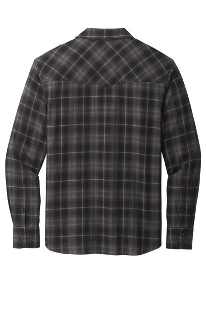 Port Authority Long Sleeve Ombre Plaid Shirt W672 Deep Black