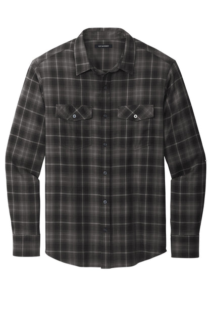 Port Authority Long Sleeve Ombre Plaid Shirt W672 Deep Black