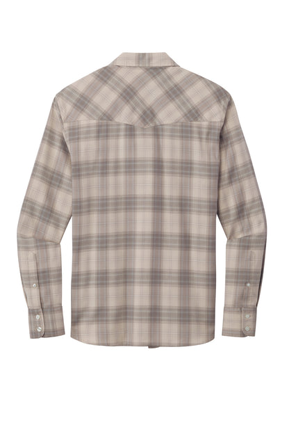 Port Authority Long Sleeve Ombre Plaid Shirt W672 Frost Grey