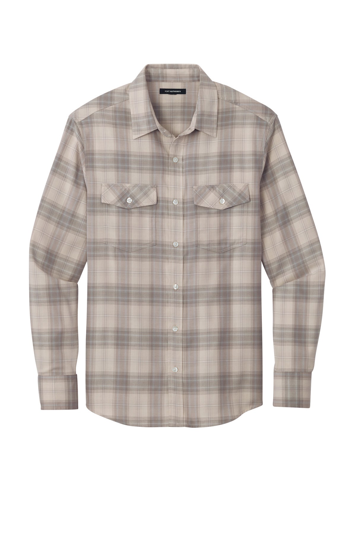 Port Authority Long Sleeve Ombre Plaid Shirt W672 Frost Grey