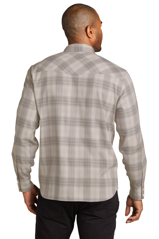Port Authority Long Sleeve Ombre Plaid Shirt W672 Frost Grey