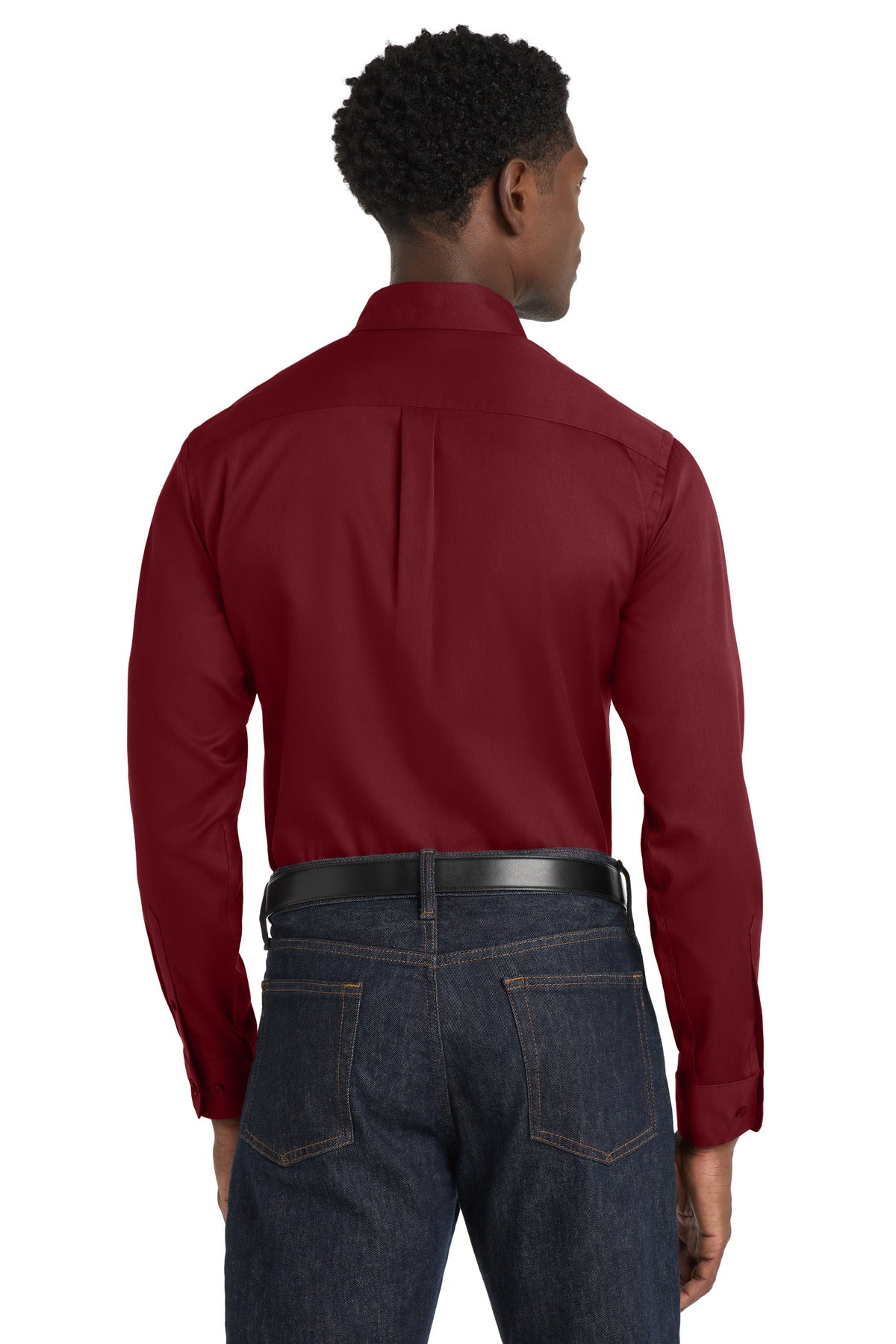 Port Authority Long Sleeve SuperPro React Twill Shirt. W808 Burgundy