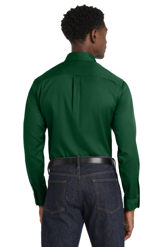 Port Authority Long Sleeve SuperPro React Twill Shirt. W808 Dark Green