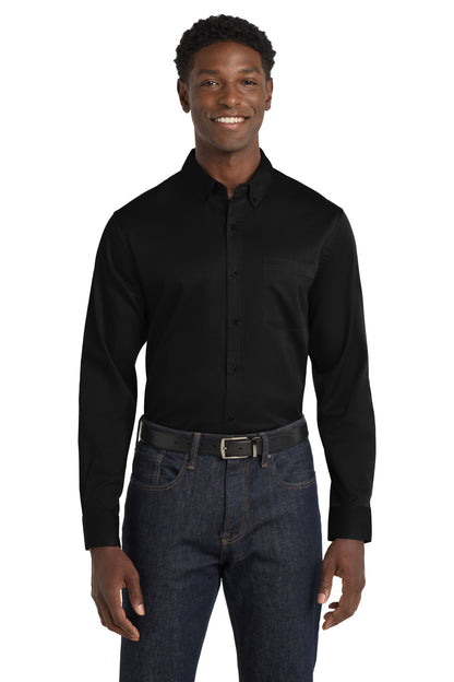 Port Authority Long Sleeve SuperPro React Twill Shirt. W808 Deep Black