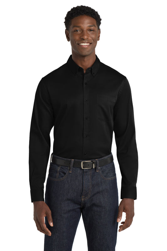 Port Authority Long Sleeve SuperPro React Twill Shirt. W808 Deep Black