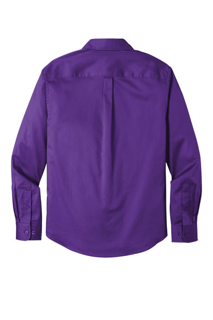 Port Authority Long Sleeve SuperPro React Twill Shirt. W808 Purple