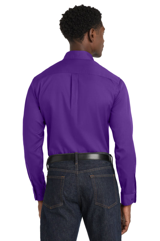 Port Authority Long Sleeve SuperPro React Twill Shirt. W808 Purple