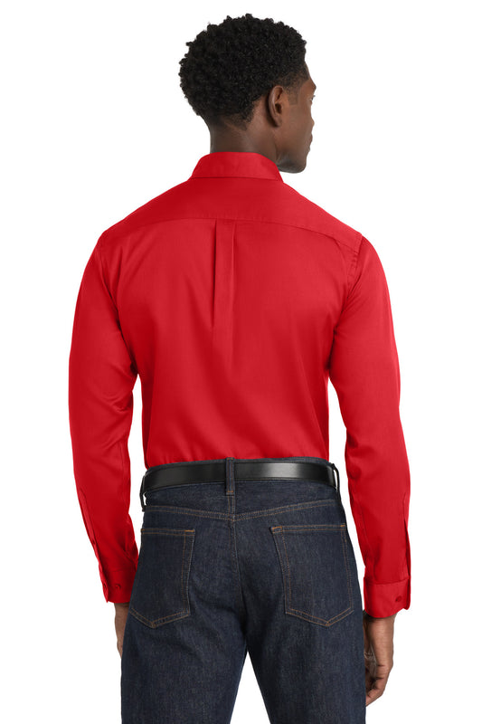Port Authority Long Sleeve SuperPro React Twill Shirt. W808 Rich Red