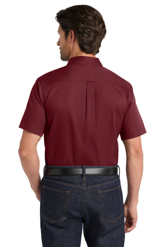 Port Authority Short Sleeve SuperPro React Twill Shirt. W809 Burgundy