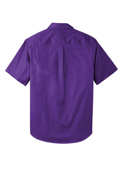 Port Authority Short Sleeve SuperPro React Twill Shirt. W809 Purple