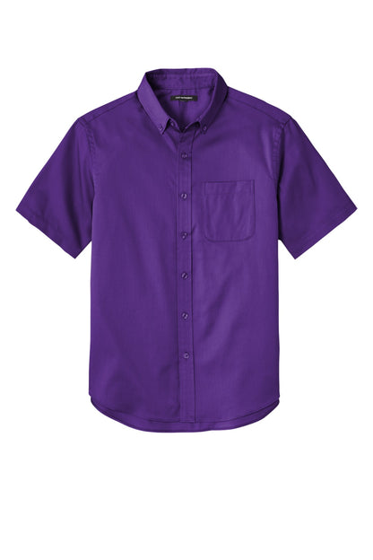 Port Authority Short Sleeve SuperPro React Twill Shirt. W809 Purple