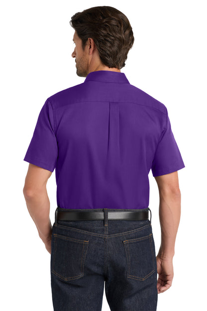 Port Authority Short Sleeve SuperPro React Twill Shirt. W809 Purple