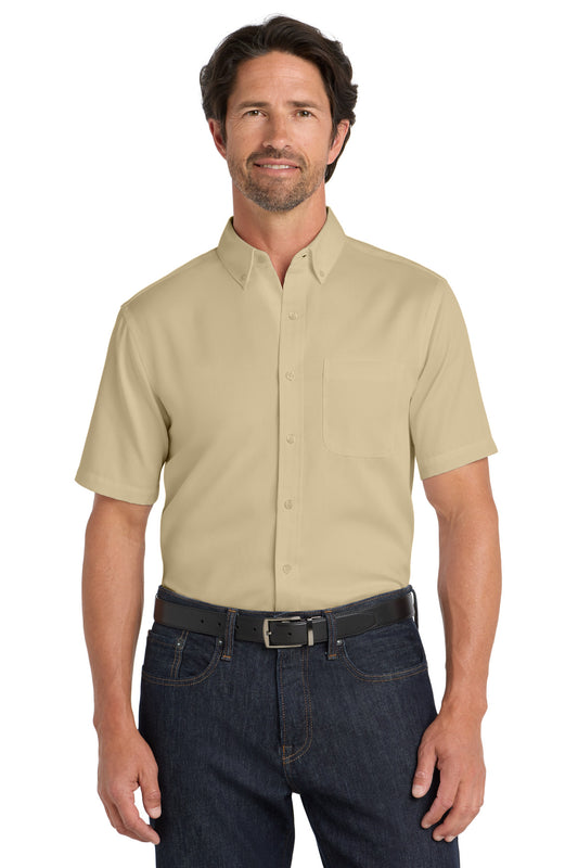 Port Authority Short Sleeve SuperPro React Twill Shirt. W809 Wheat