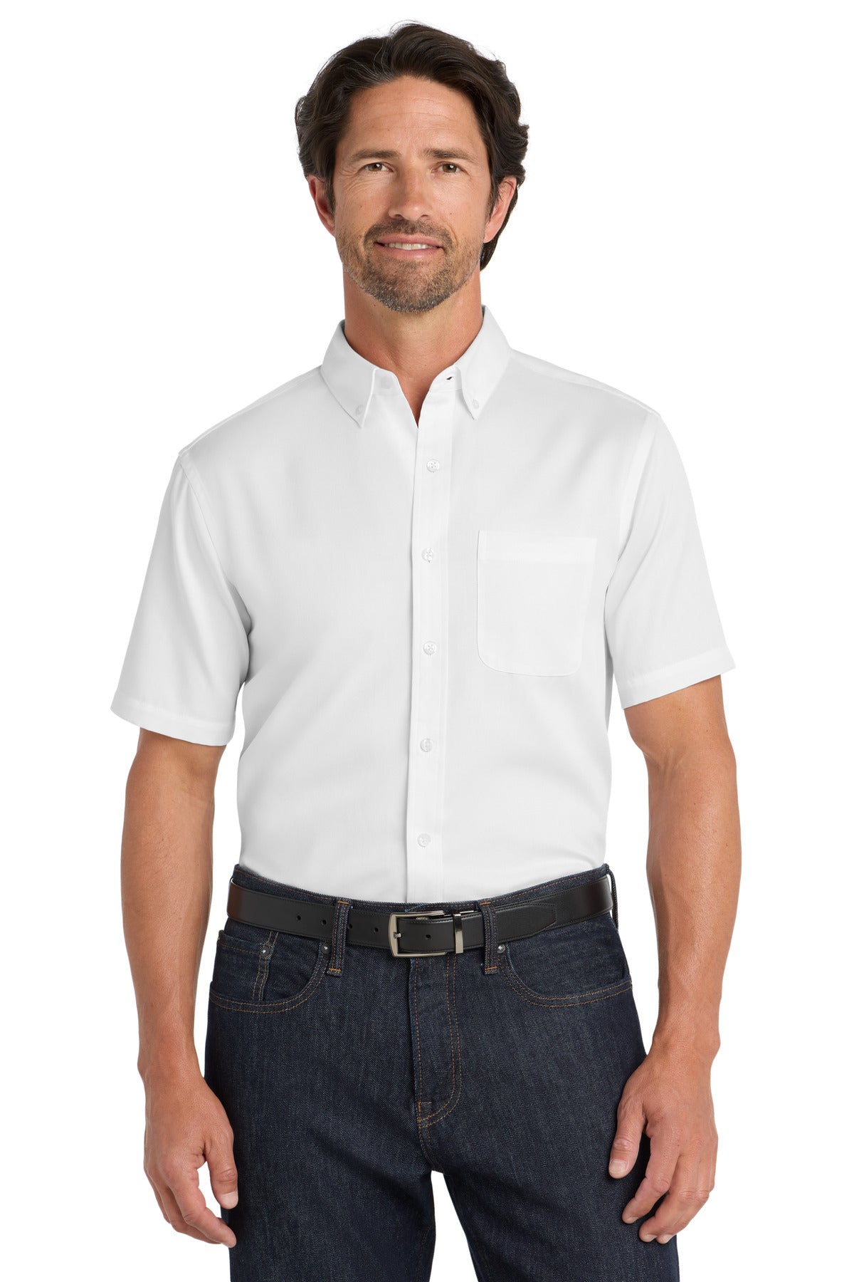 Port Authority Short Sleeve SuperPro React Twill Shirt. W809 White