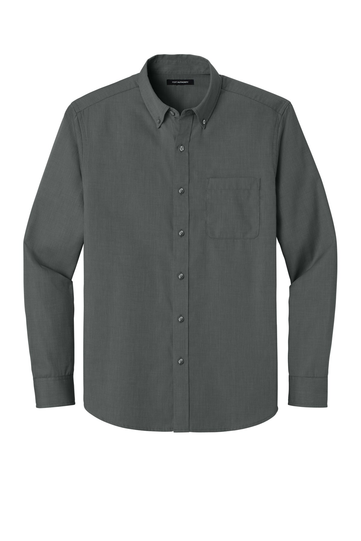 Port Authority Long Sleeve Nailhead Easy Care Shirt W816 Deep Black