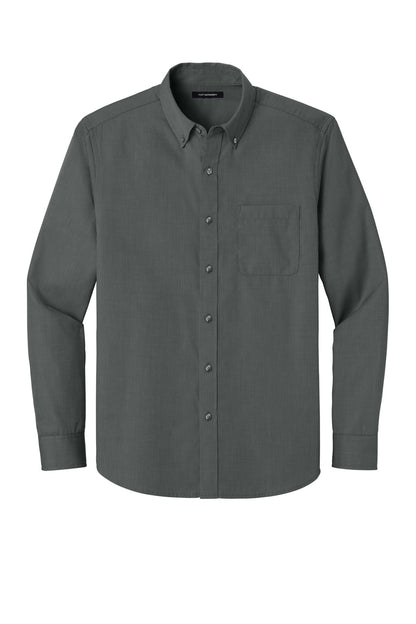 Port Authority Long Sleeve Nailhead Easy Care Shirt W816 Deep Black