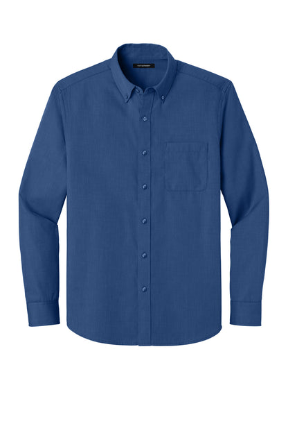 Port Authority Long Sleeve Nailhead Easy Care Shirt W816 Mediterranean Blue