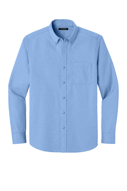 Port Authority Long Sleeve Nailhead Easy Care Shirt W816 Swiss Blue