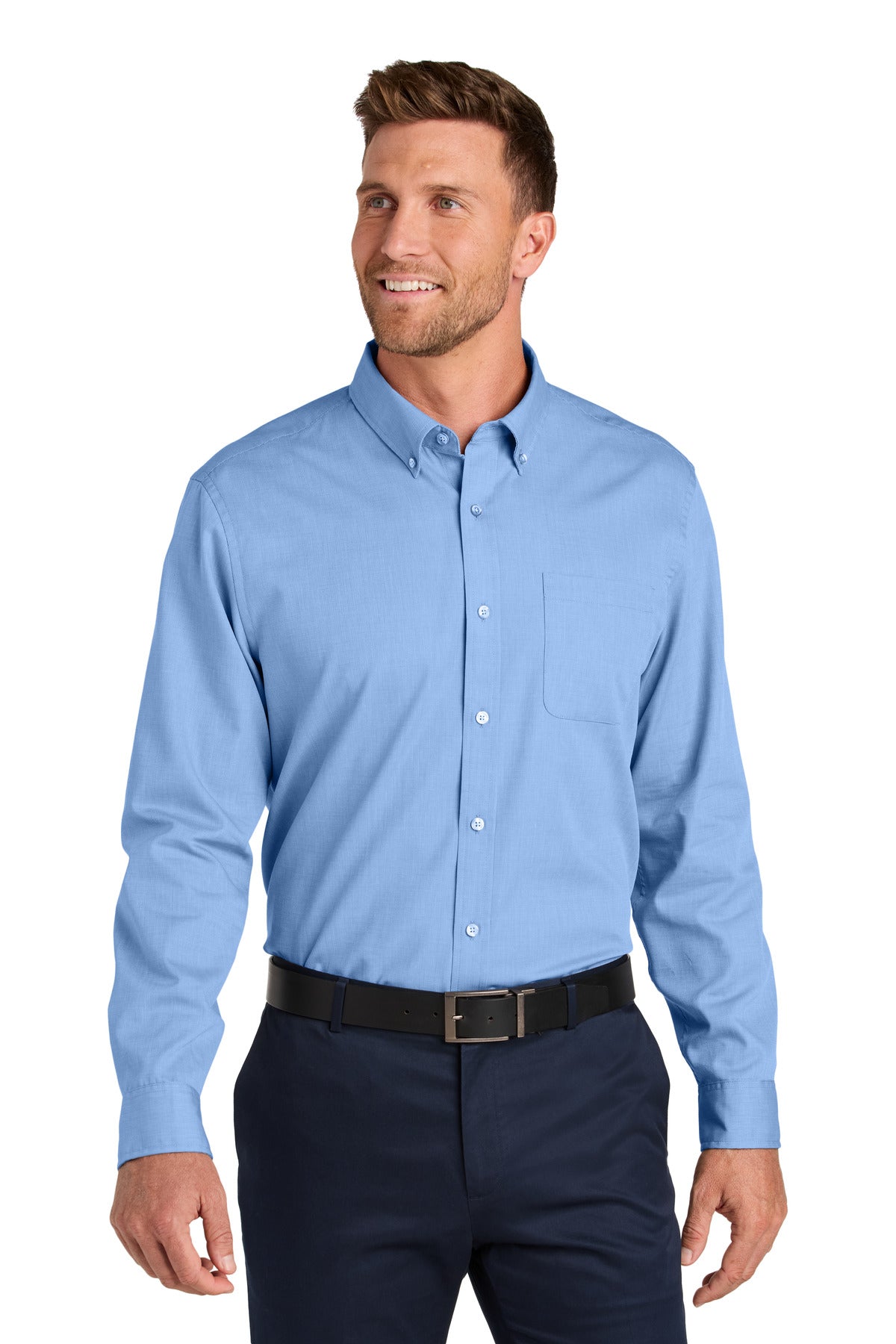 Port Authority Long Sleeve Nailhead Easy Care Shirt W816 Swiss Blue