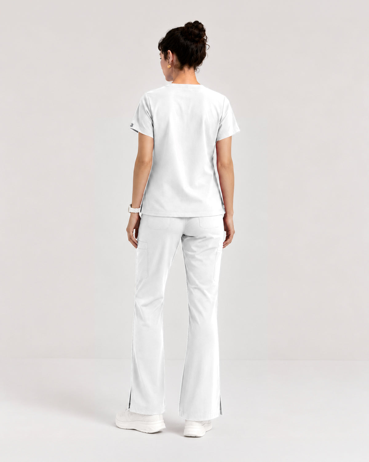Foundry Women's 1005 Quinn 2 Pocket V-Neck Top White