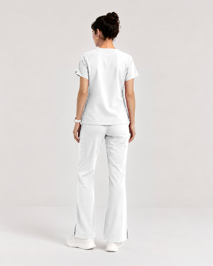 Foundry Women's 1005 Quinn 2 Pocket V-Neck Top White