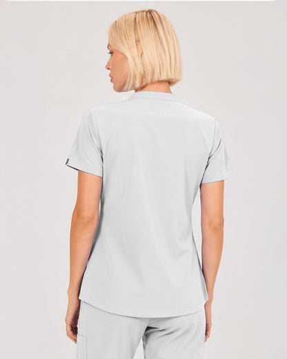 Foundry Women's 1055 Arden 2 Pocket Mandarin Top White