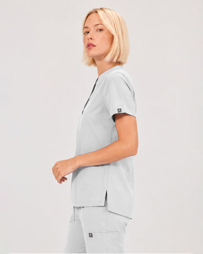Foundry Women's 1055 Arden 2 Pocket Mandarin Top White