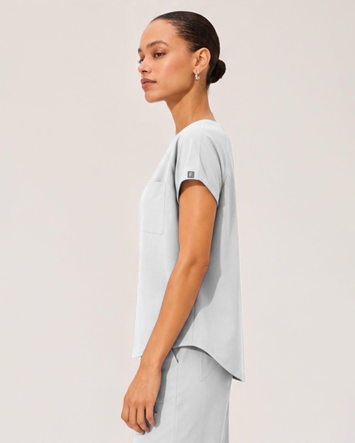 Foundry Women's 1215 Rowan 1 Pocket Boat Neck Dolman Top White