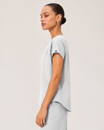 Foundry Women's 1215 Rowan 1 Pocket Boat Neck Dolman Top White