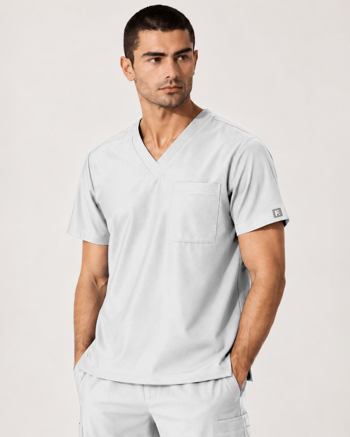 Foundry Men's 1505 Cobalt Men'S 1 Pocket V-Neck Top White