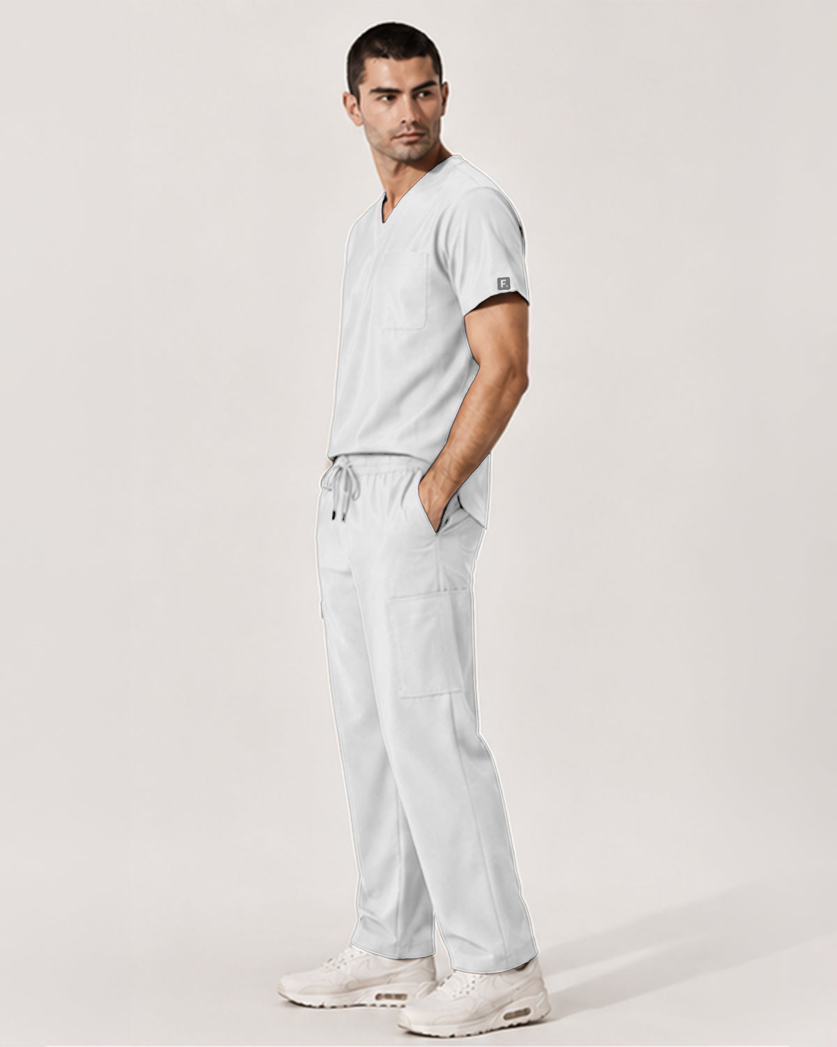 Foundry Men's 1505 Cobalt Men'S 1 Pocket V-Neck Top White