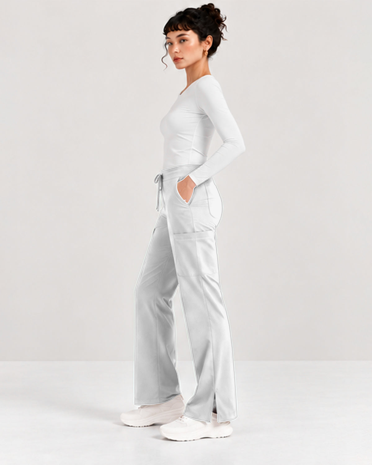 Foundry Women's 2005 Jasmine 5 Pocket Mini Flare Cargo Pant White