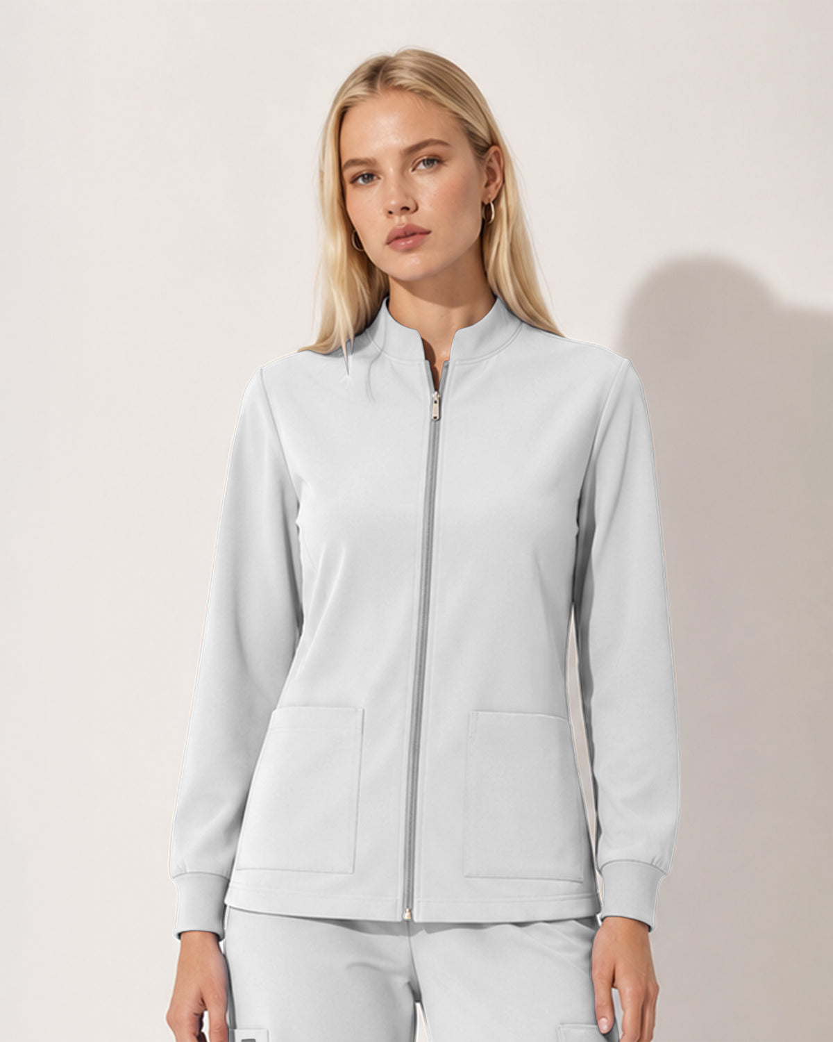 Foundry Women's 6005 Ellis 2 Pocket Scrub Jacket White