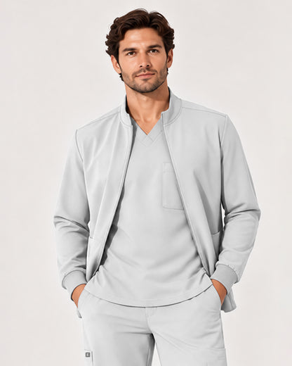 Foundry Men's 6505 Slate Men'S 2 Pocket Scrub Jacket White