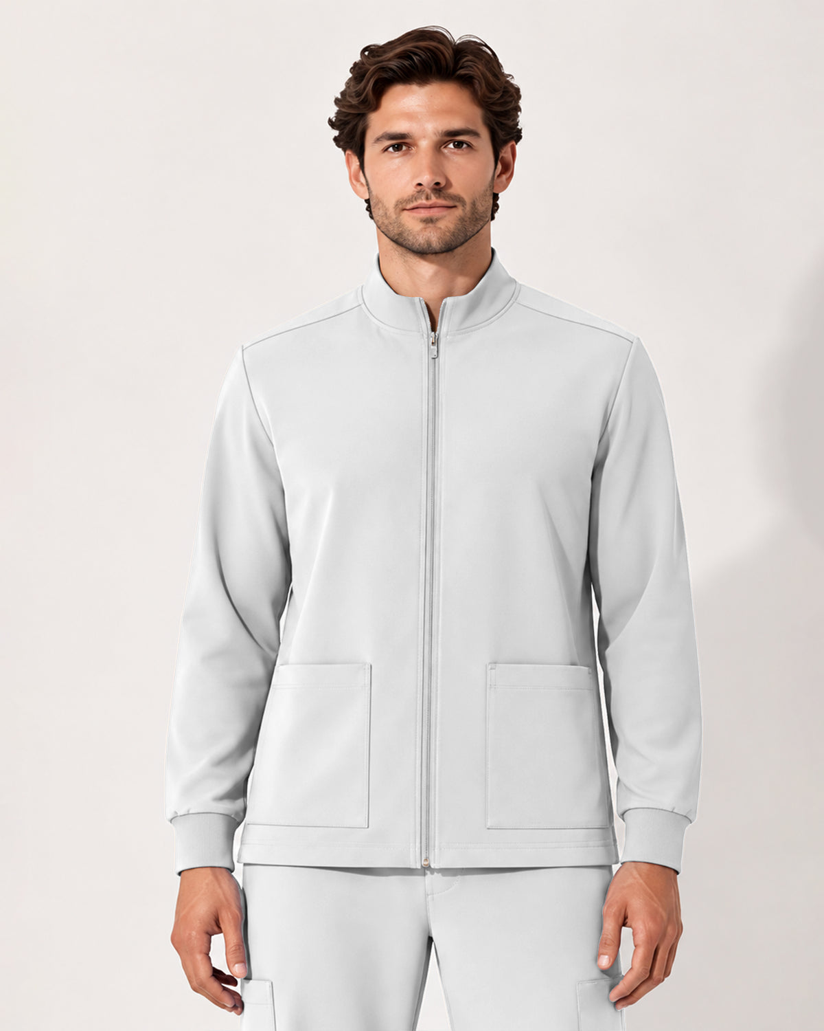 Foundry Men's 6505 Slate Men'S 2 Pocket Scrub Jacket White