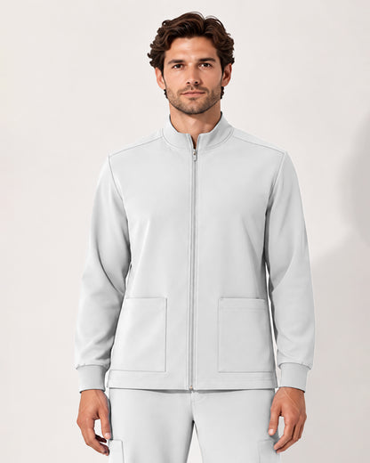 Foundry Men's 6505 Slate Men'S 2 Pocket Scrub Jacket White