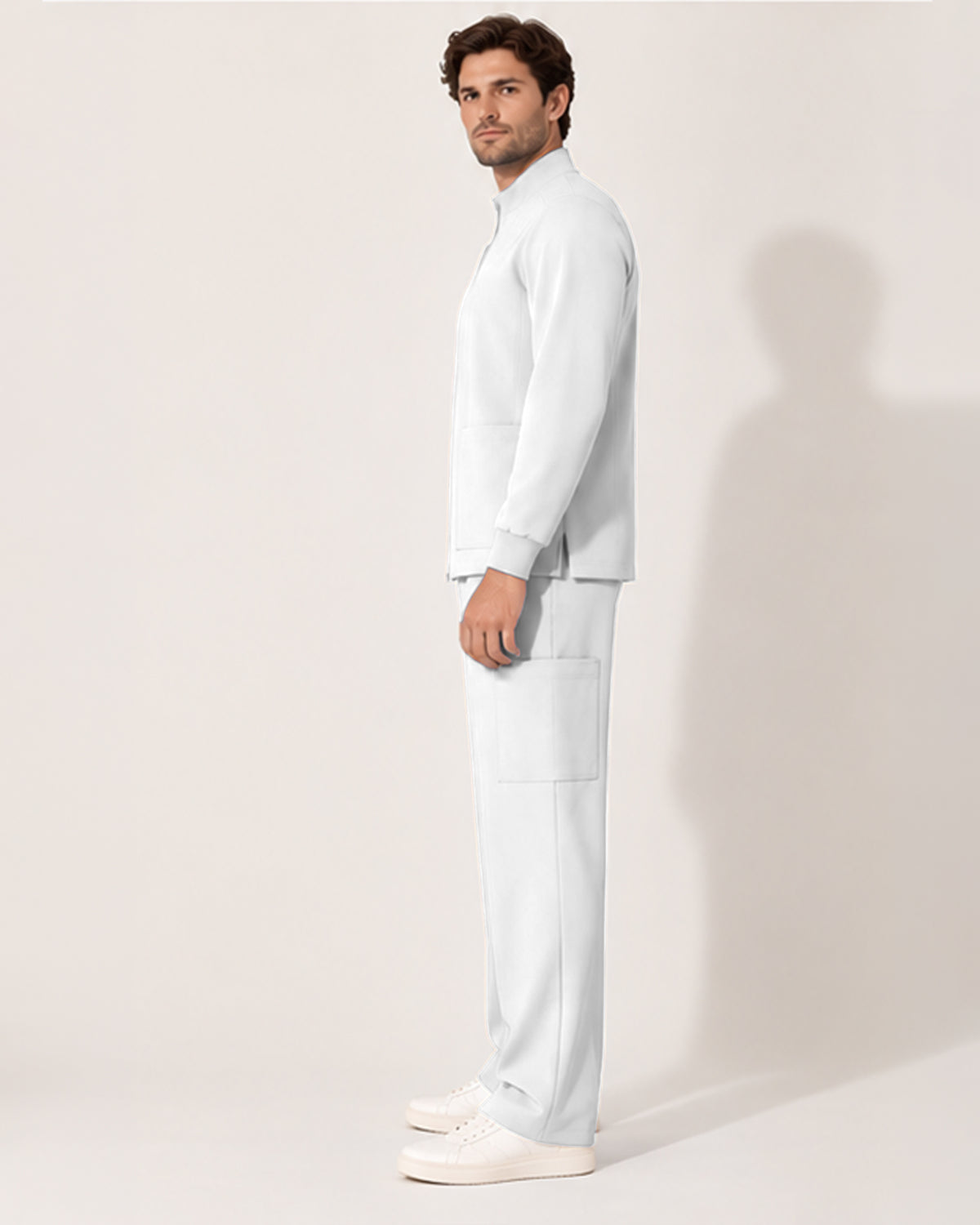 Foundry Men's 6505 Slate Men'S 2 Pocket Scrub Jacket White