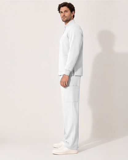 Foundry Men's 6505 Slate Men'S 2 Pocket Scrub Jacket White