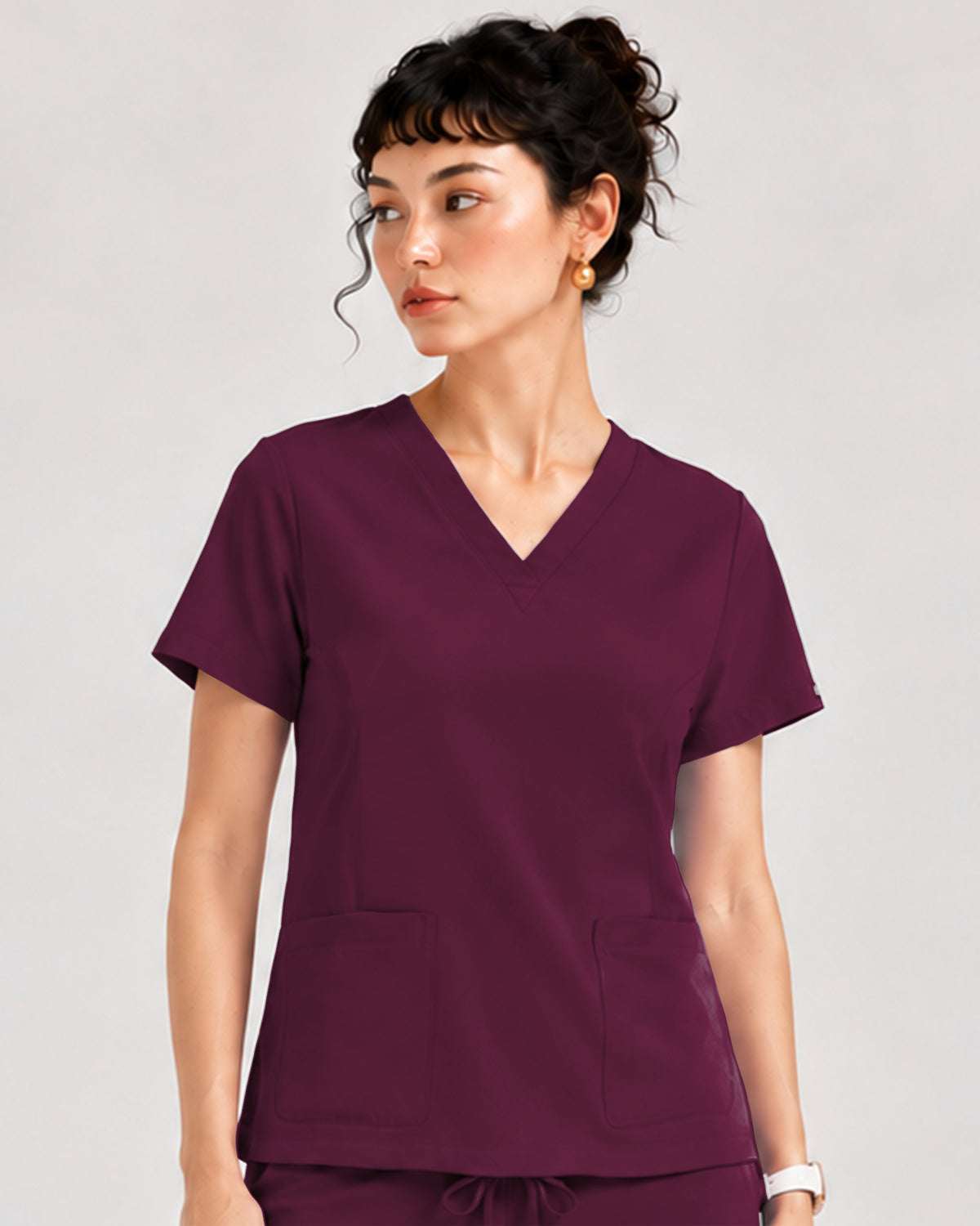 Foundry Women's 1005 Quinn 2 Pocket V-Neck Top Wine