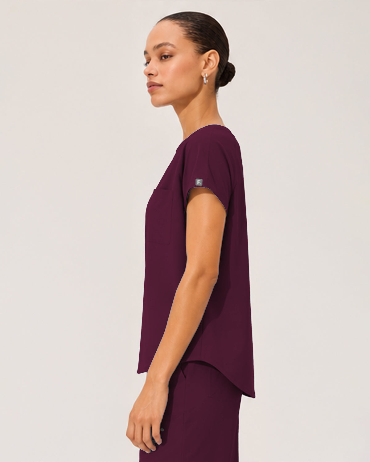 Foundry Women's 1215 Rowan 1 Pocket Boat Neck Dolman Top Wine